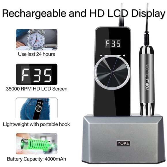 Portable 35,000 RPM Electric Nail Drill - Picture 12 of 13